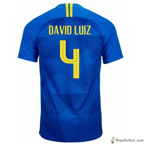 Camiseta Brasil Replica Segunda Ropa David Luiz 2018 Azul